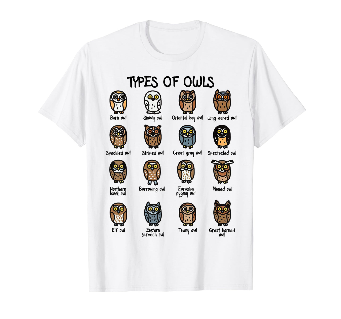 Types of Owls Collection For Cute Owl Lover T-Shirt