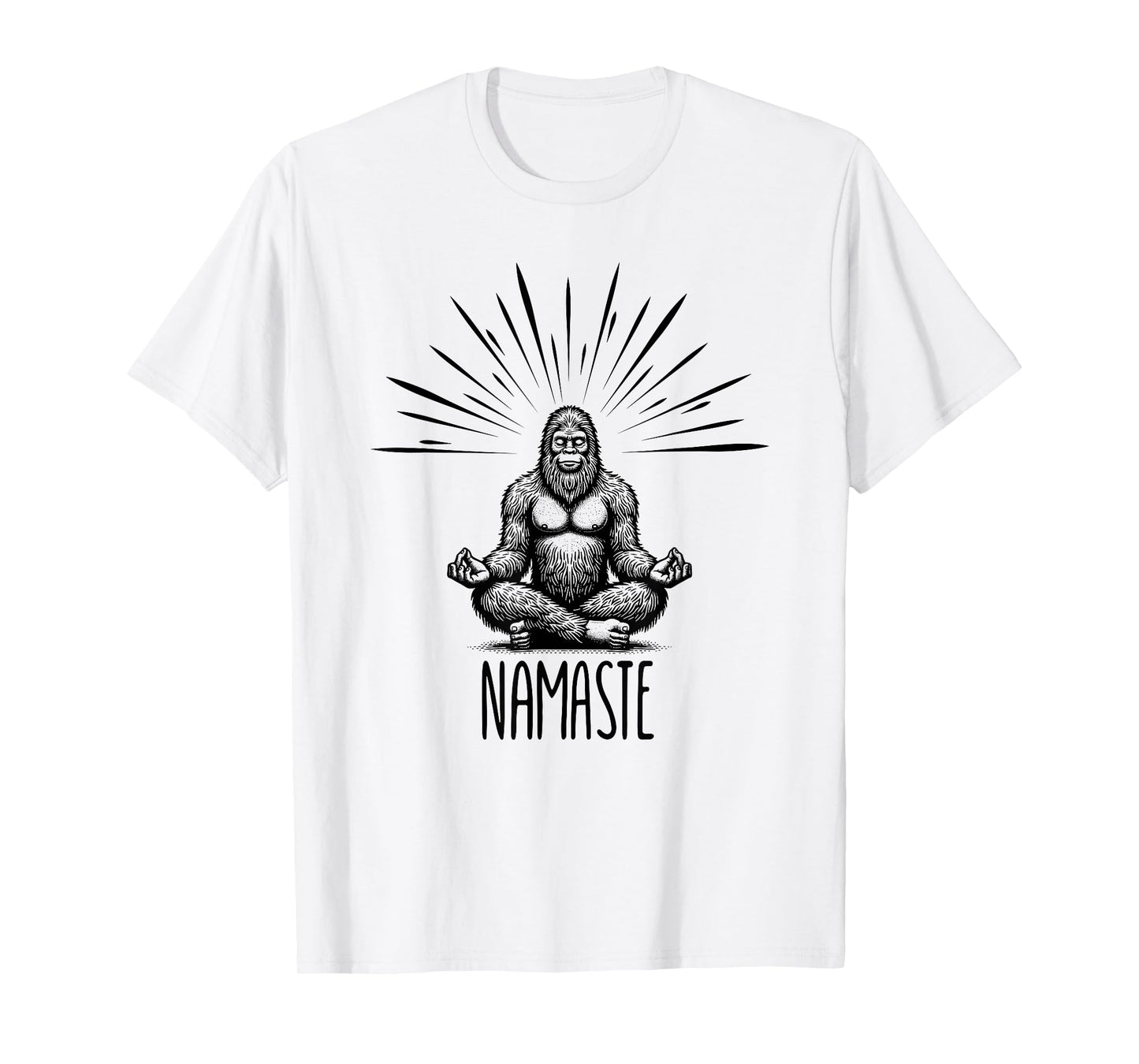 Namaste Bigfoot Yoga Meditation Funny Bigfoot Yoga Pose T-Shirt