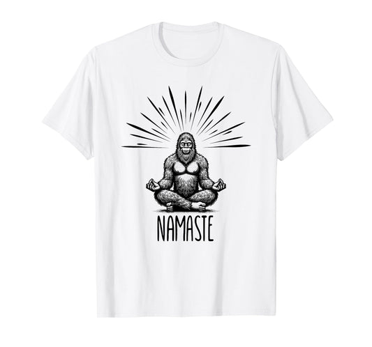 Namaste Bigfoot Yoga Meditation Funny Bigfoot Yoga Pose T-Shirt