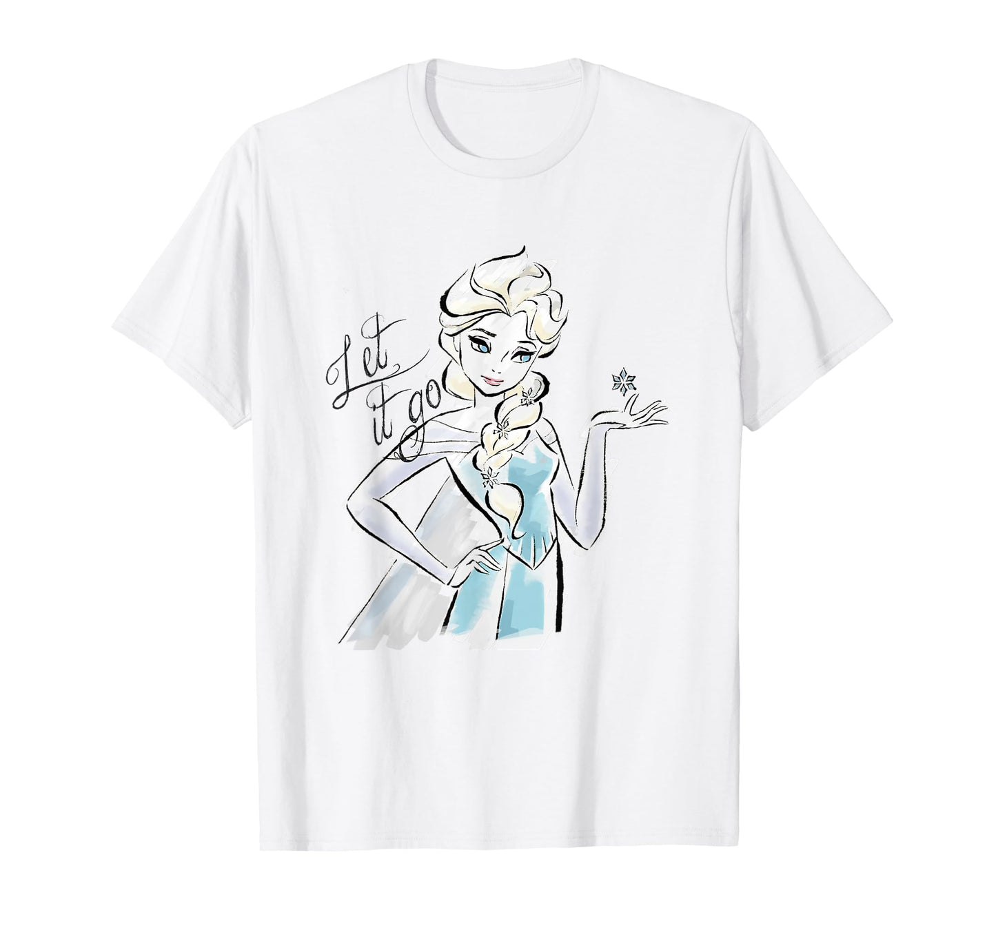 Disney Frozen Let It Go Elsa Vintage Sketch Outline T-Shirt