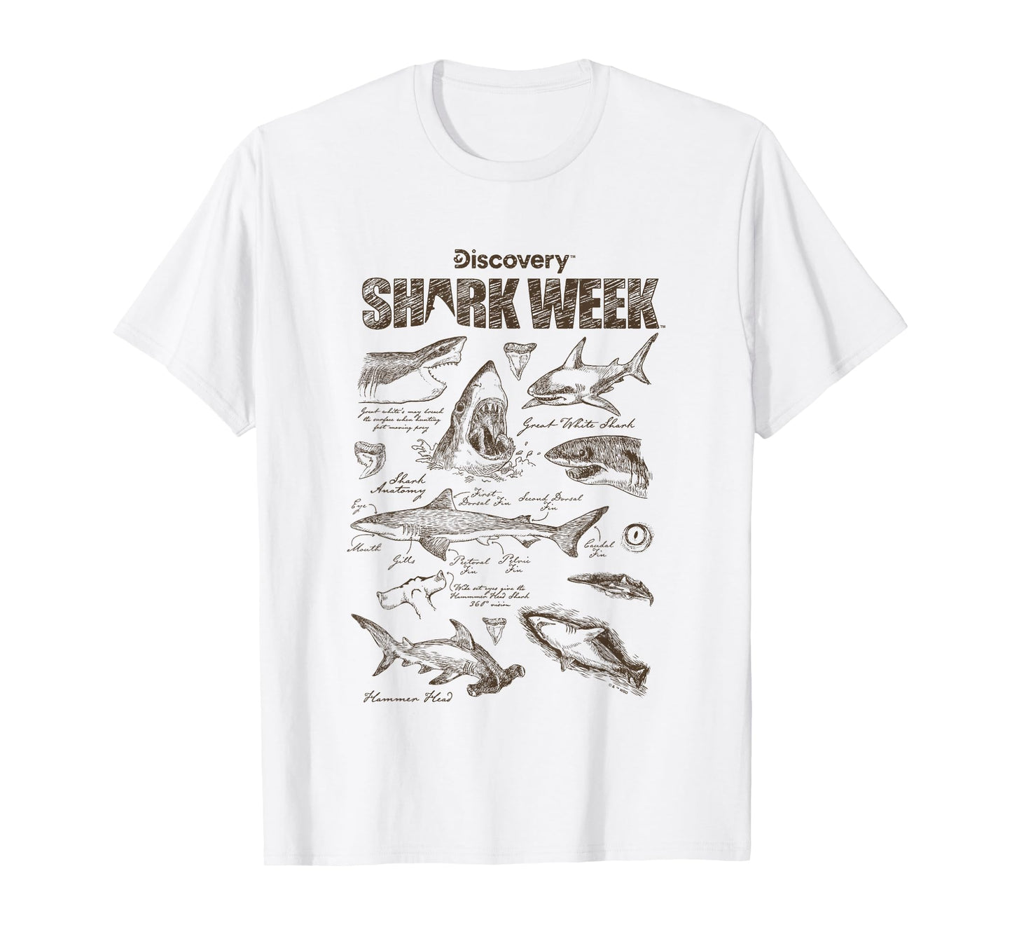 Shark Week Infographic Sharks Textbook Jumble T-Shirt