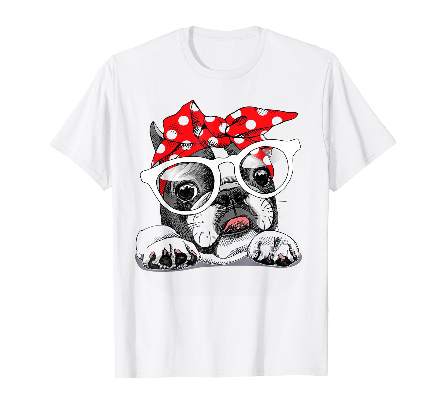 Cute French Bulldog Colorful Headband And Glasses T-Shirt