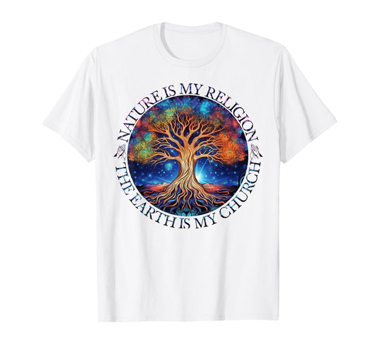 Nature Is My Religion The Earth Is My Church Mandala Tree T-Shirt