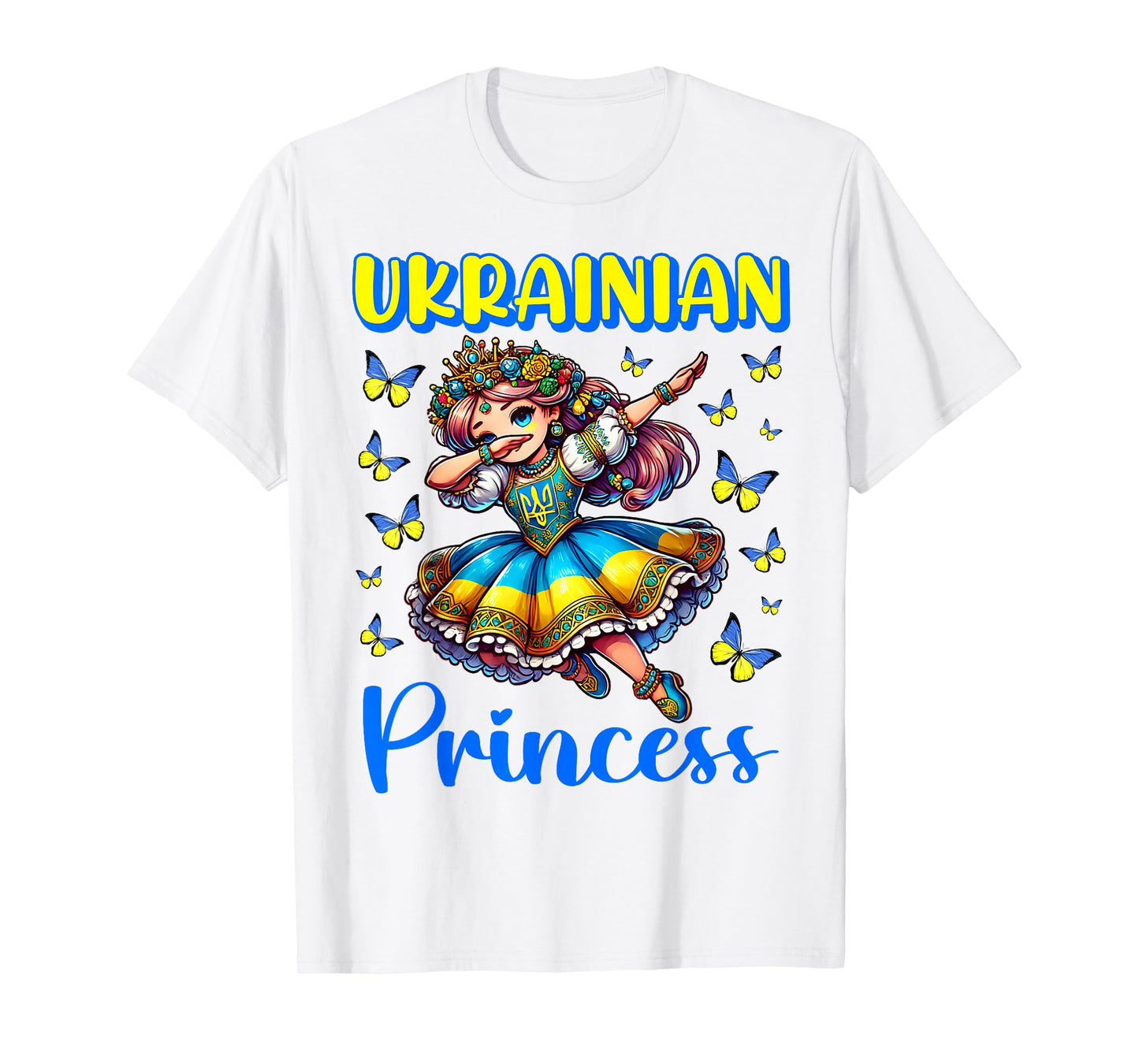 Ukrainian Princess Dab Girl Flag Dress Heritage for Kids T-Shirt
