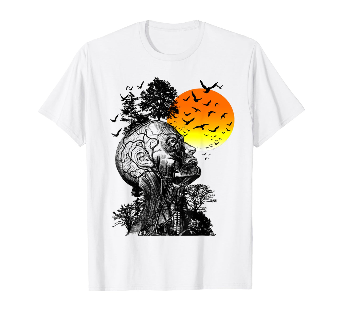 Vintage Funny Hangover Human Tree Retro Artistic Sunset T-Shirt
