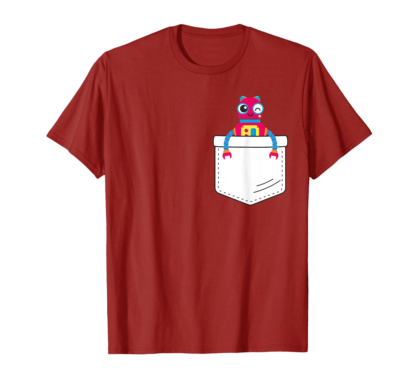 Cute robot inside fake pocket, boys robot shirt T-Shirt