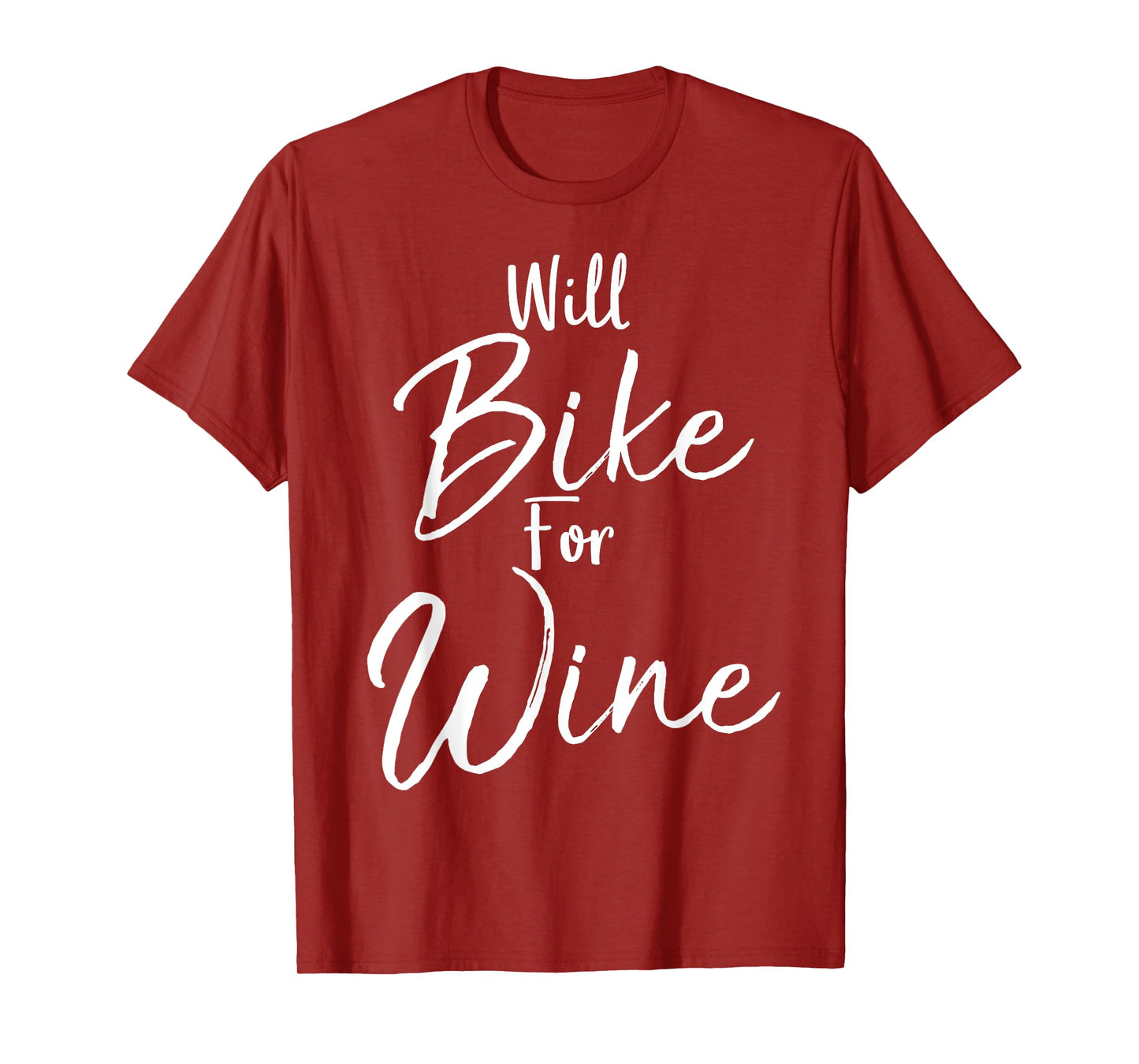 Will Bike for Wine Shirt Funny Biking Cycling Spin Tee T-Shirt