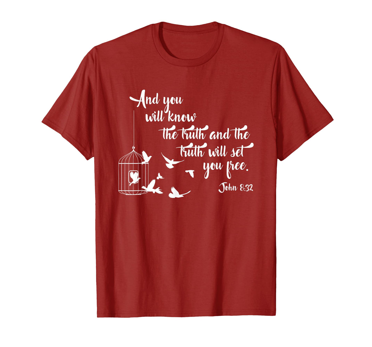 Christian Bible Shirt Bird Cage Truth Shall Set You Free Tee T-Shirt