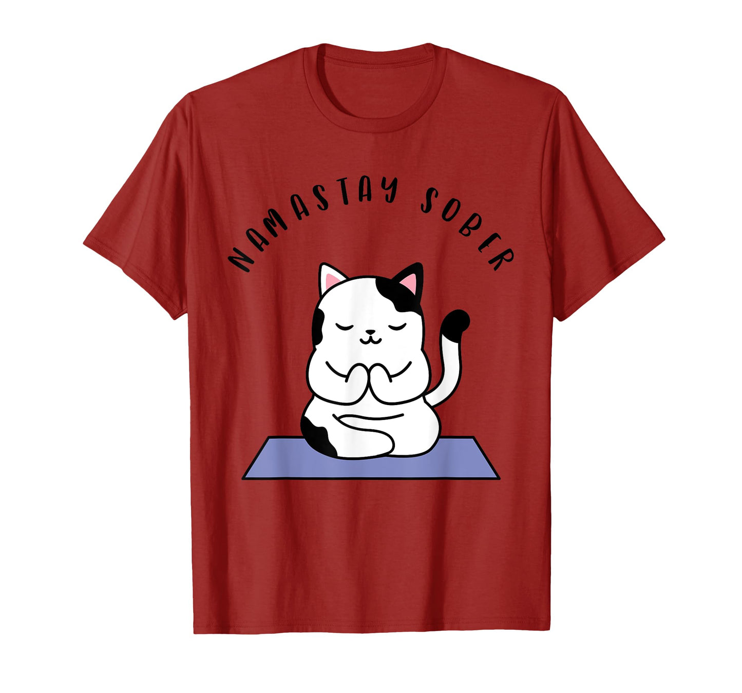 Namastay Sober Cute Cat Yoga NA AA T Shirt Men Women Gift T-Shirt
