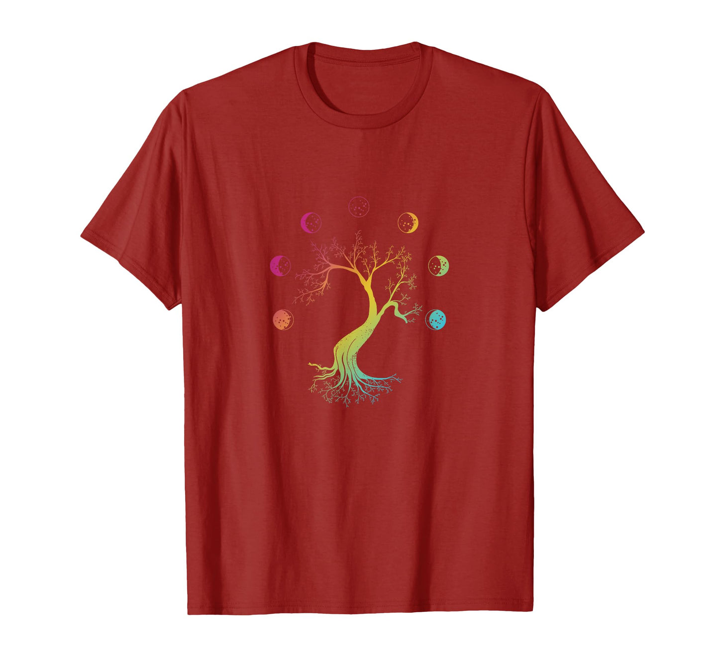 Multicolored Moon-phases Tree Moon-phases Peace T-Shirt
