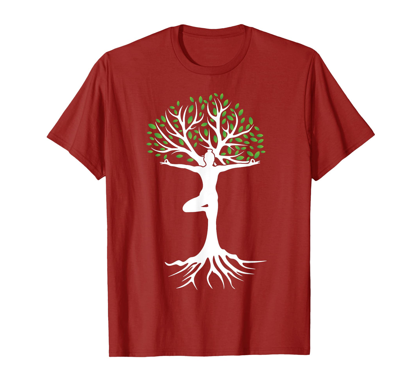 Zen Tree-Pose with Leaves Branches and Roots Yoga Namaste T-Shirt