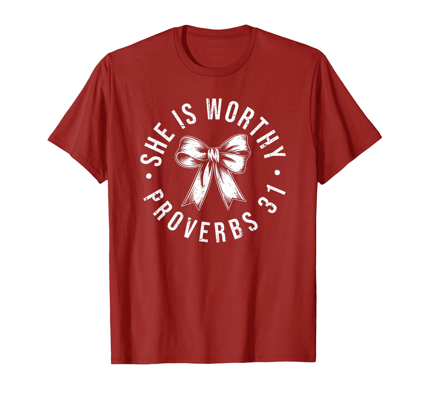 She Is Worthy, She is Worthy Bow, Christian Coquette Girly T-Shirt