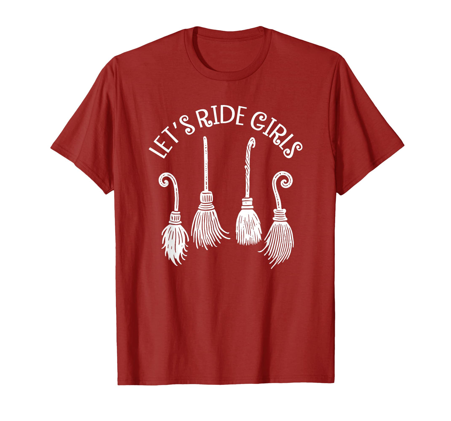 Let's Ride Girls, Witches Halloween, Funny Broom Halloween T-Shirt