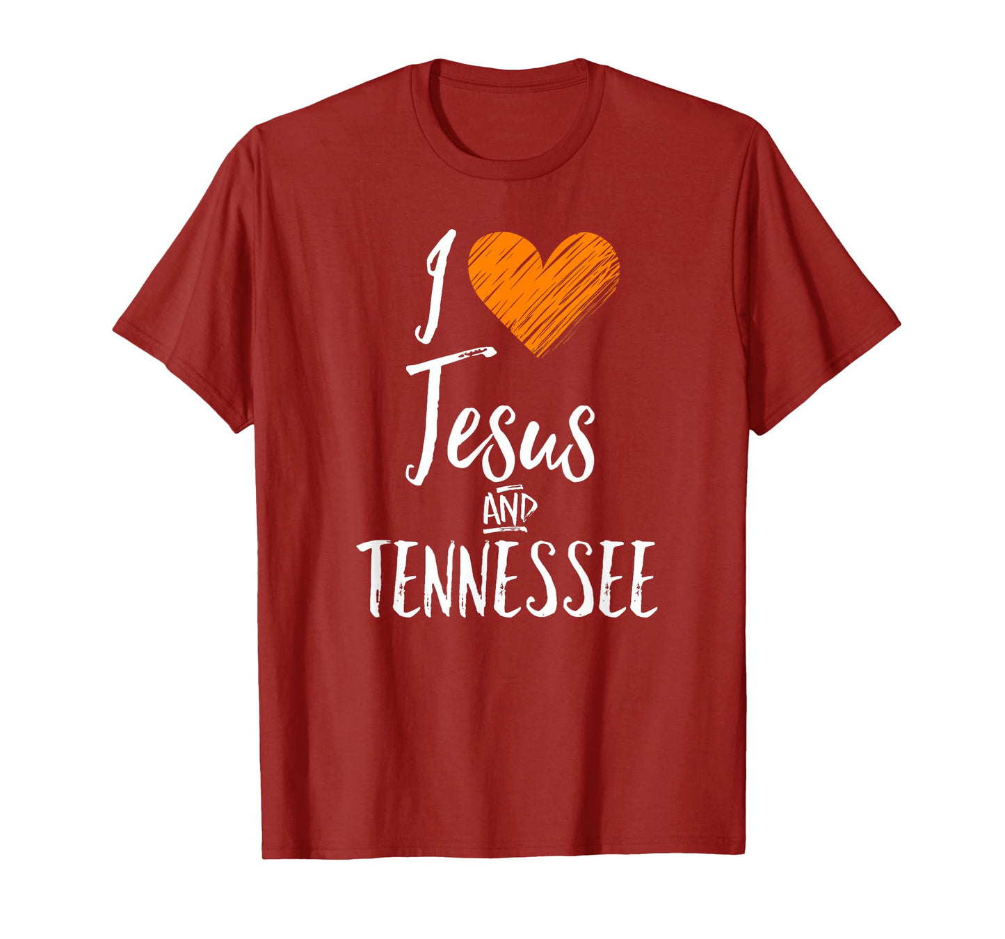 I Love Jesus And Tennessee Shirt Orange Heart Cute Fan Gift T-Shirt