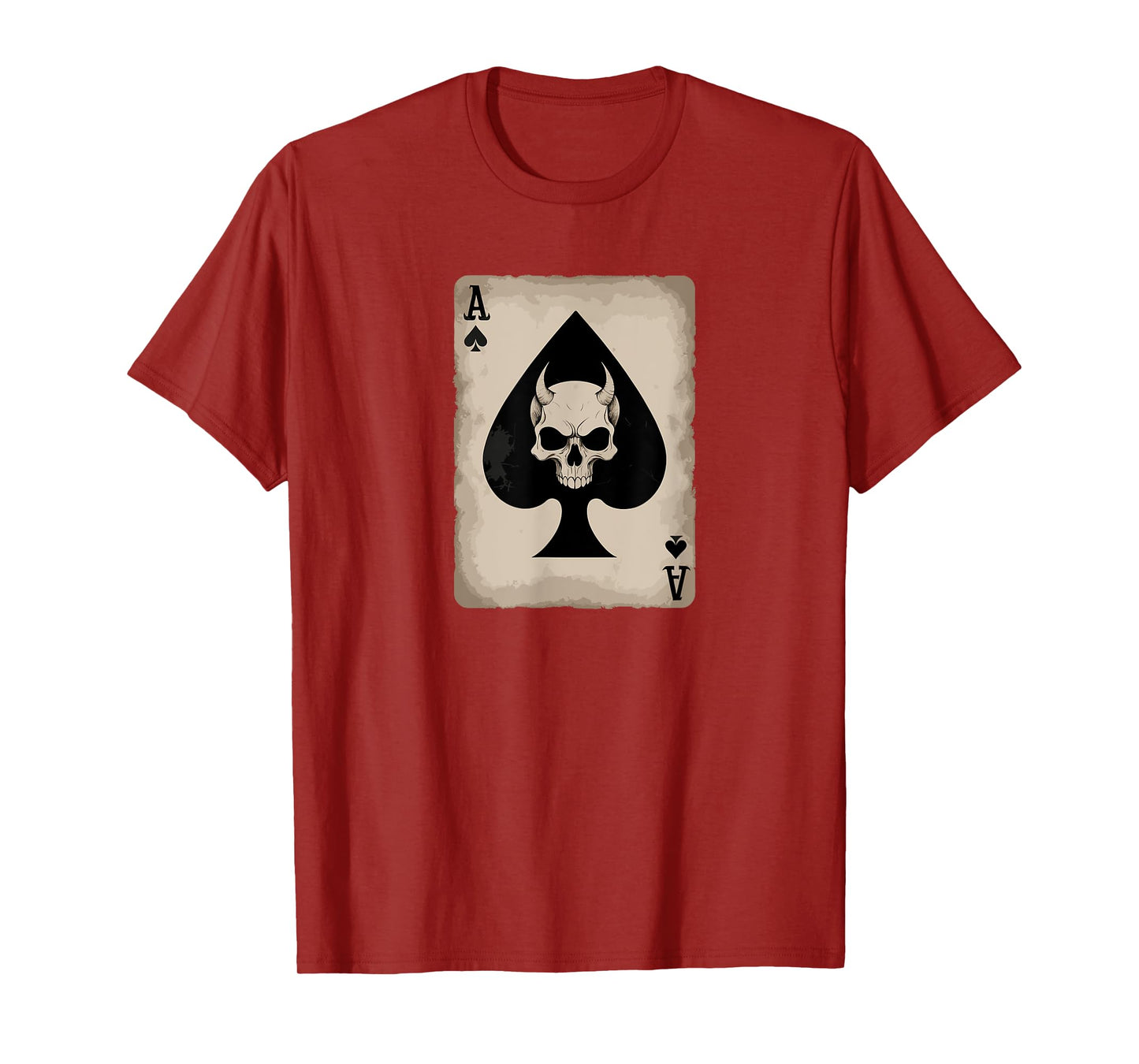 Skull and Devil Horns. Ace of Spades Playing Card. T-Shirt