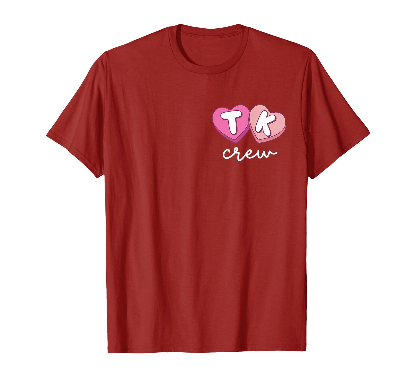 TK Crew Teacher Retro Valentines Day Candy Heart Back Design T-Shirt
