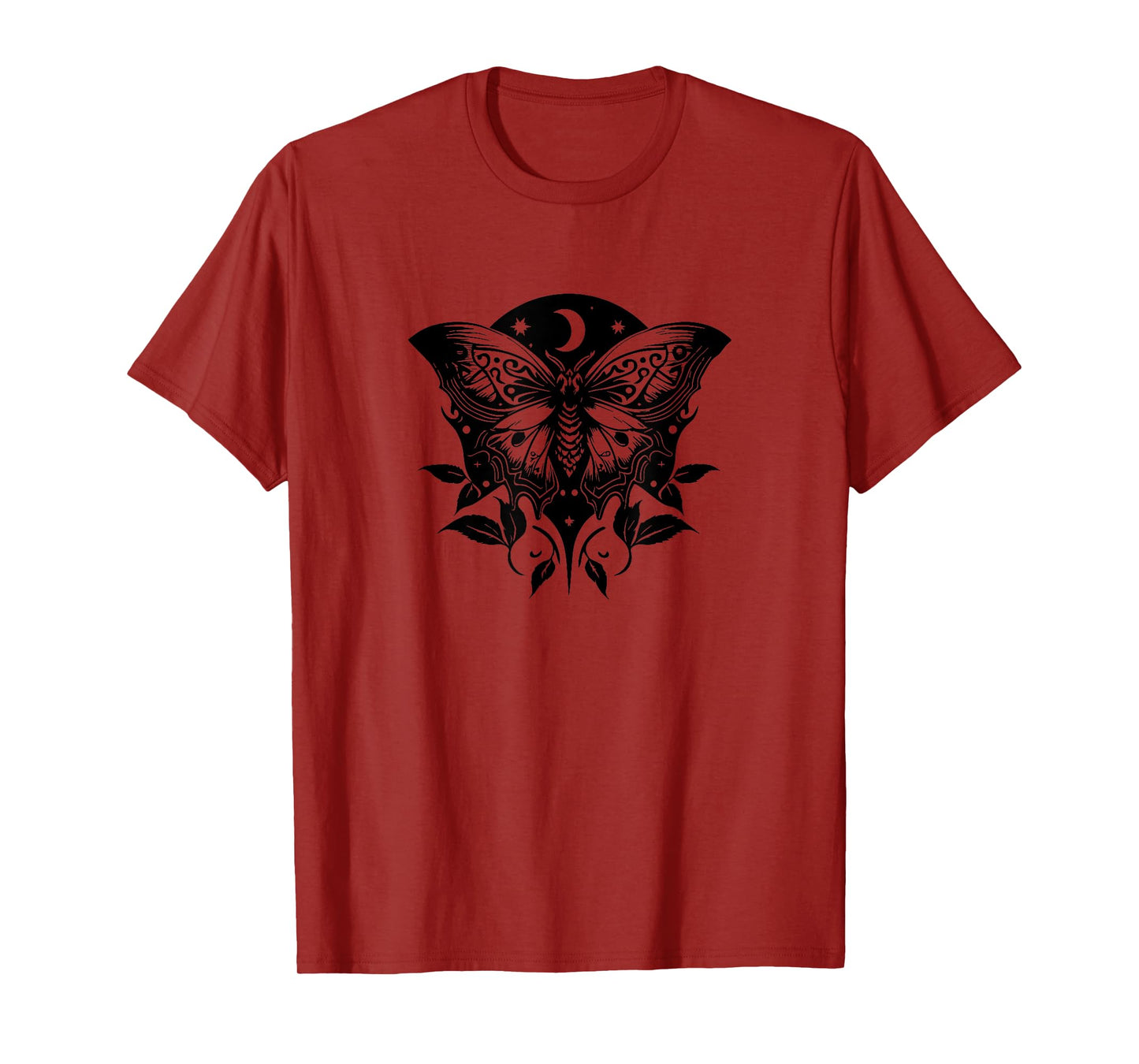 Moth, moon, butterfly, leafs, stars, goth, magic, mystic, T-Shirt