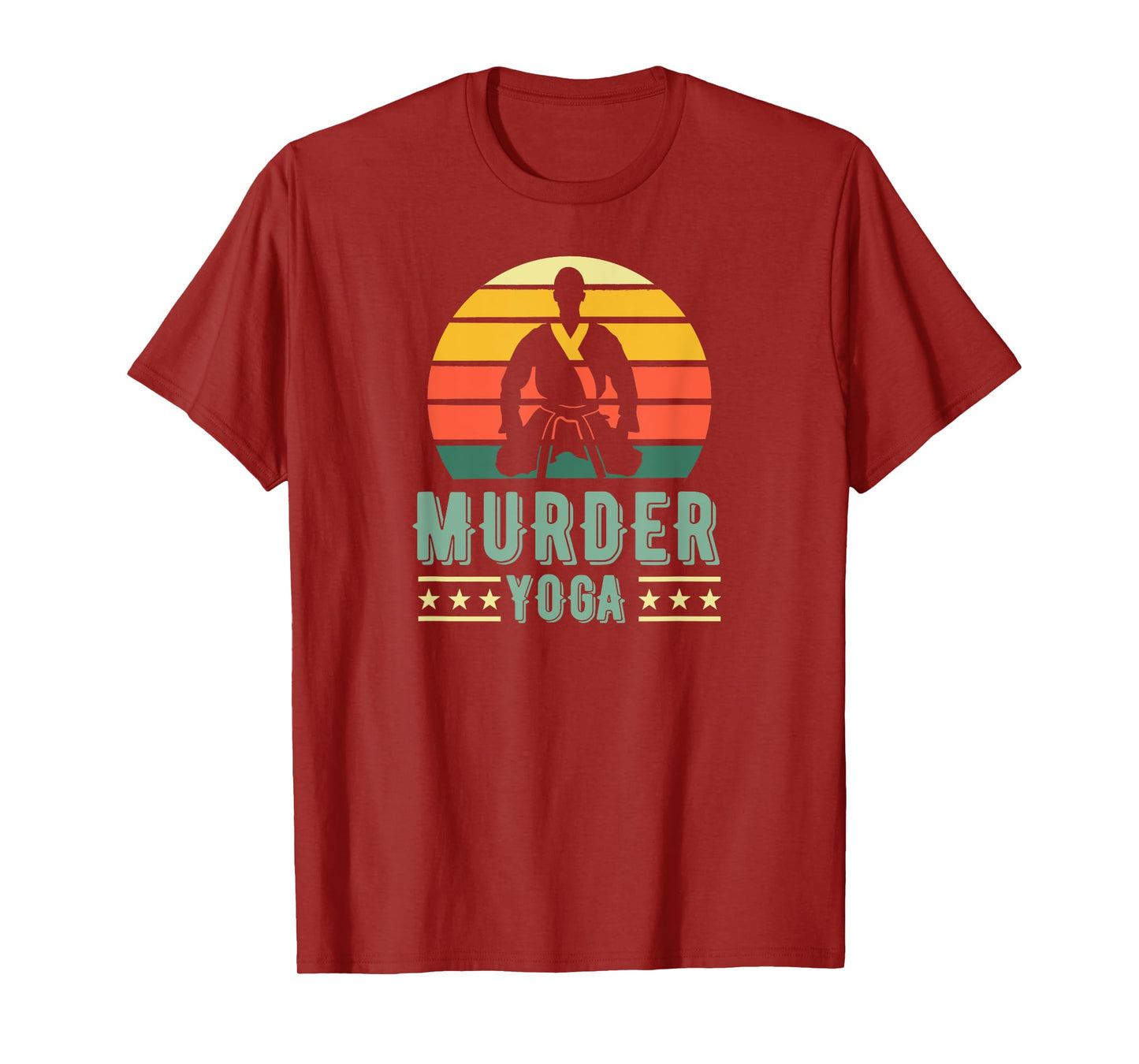 Jiu Jitsu Murder Yoga Vintage Sunset Funny Brazilian BJJ T-Shirt