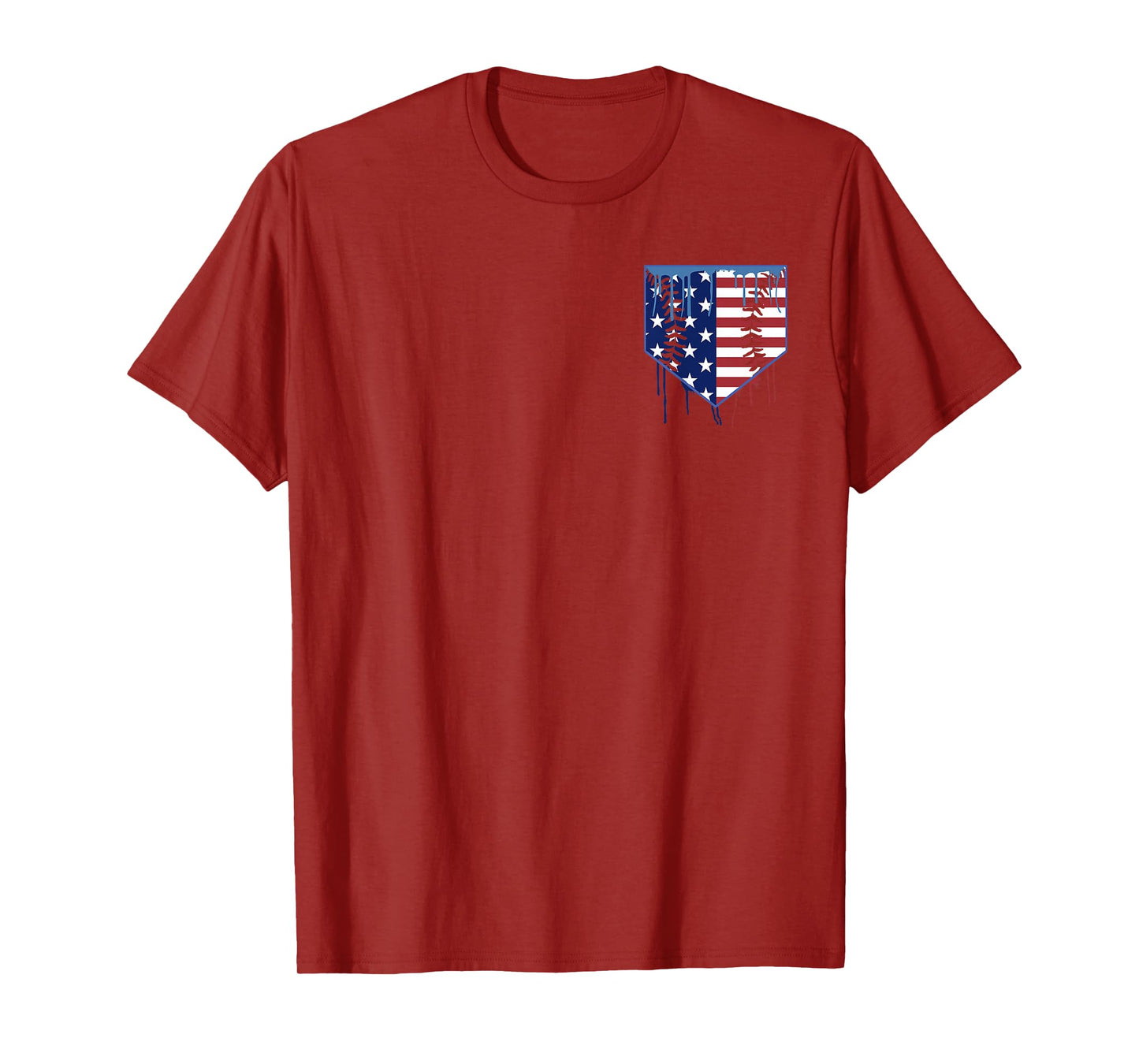 Baseball Drip Memorial Day Patriotic American Flag (2 Sides) T-Shirt