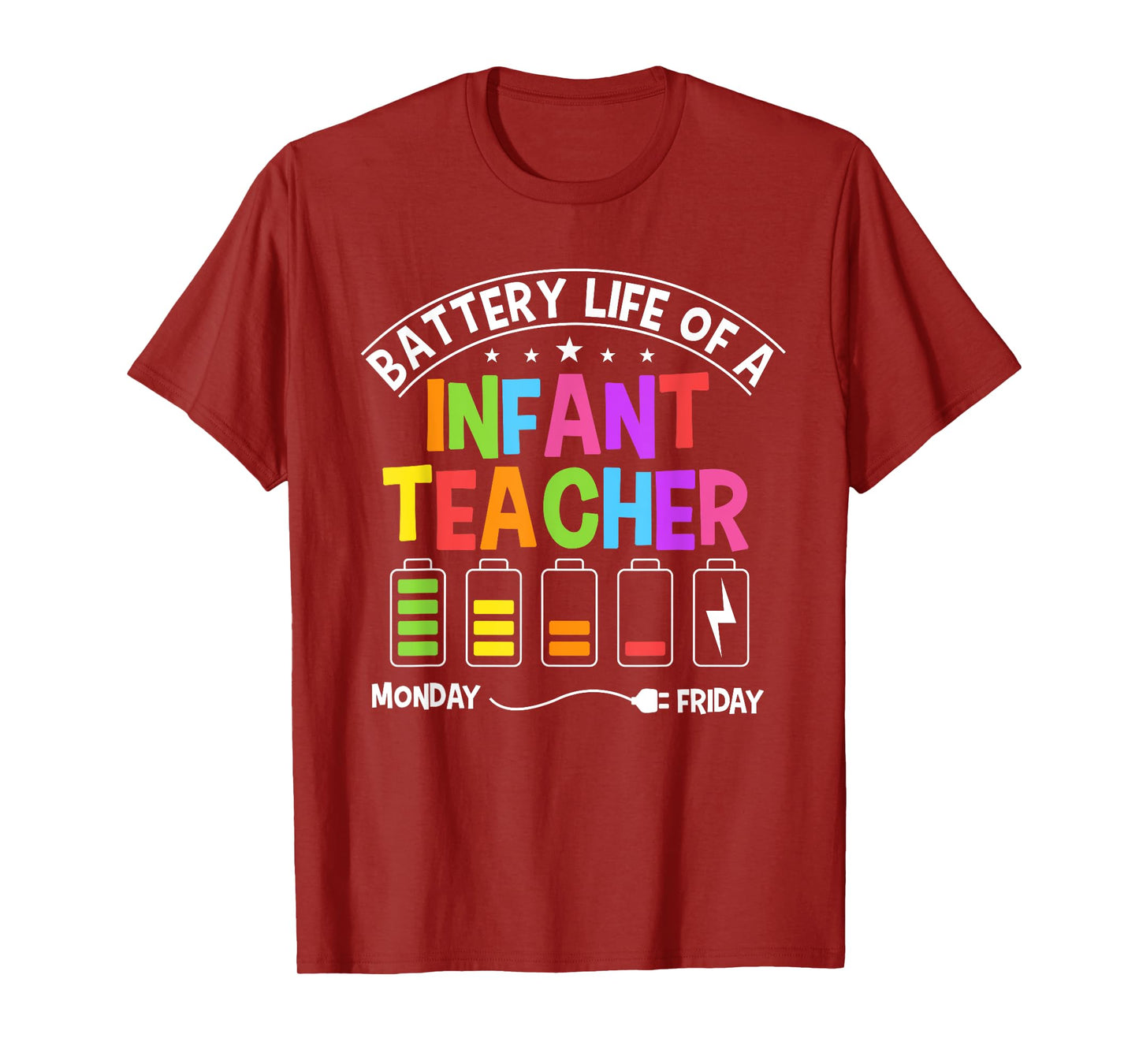 Funny Battery Life Of A Infant Teacher T-Shirt