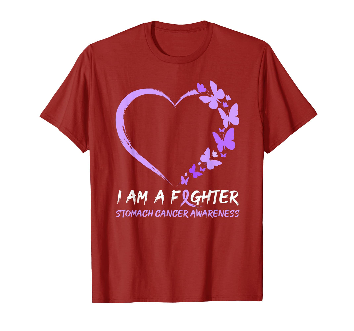 Butterfly Heart I Am A Fighter Stomach Cancer Awareness T-Shirt