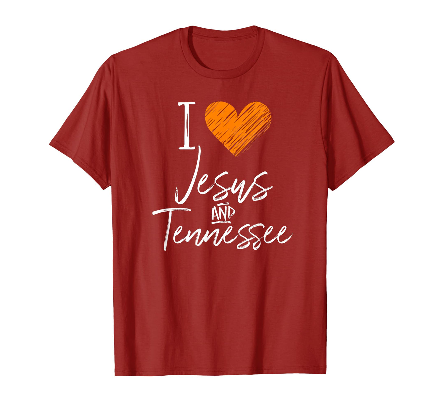 I Love Jesus And Tennessee Shirt Orange Heart Cute Fan Gift T-Shirt