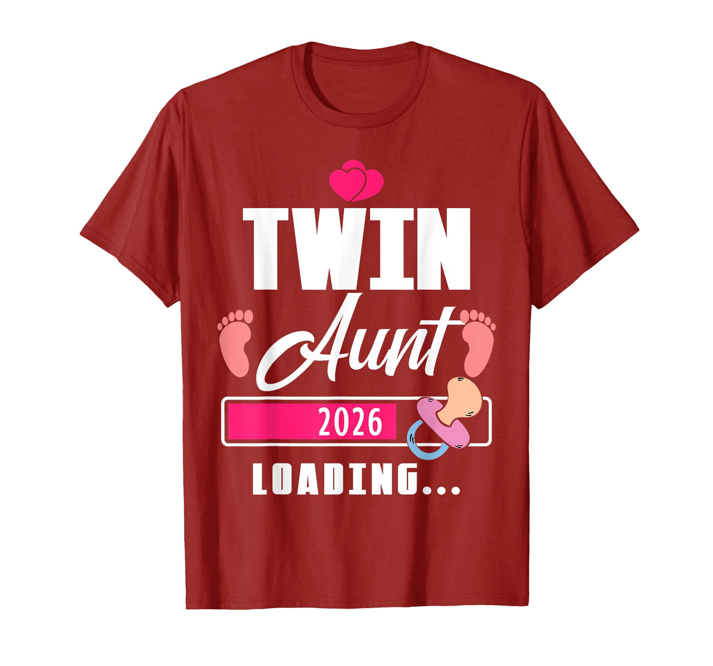Twin Aunt Loading 2026 Funny Baby Girl Reveal Family Match T-Shirt