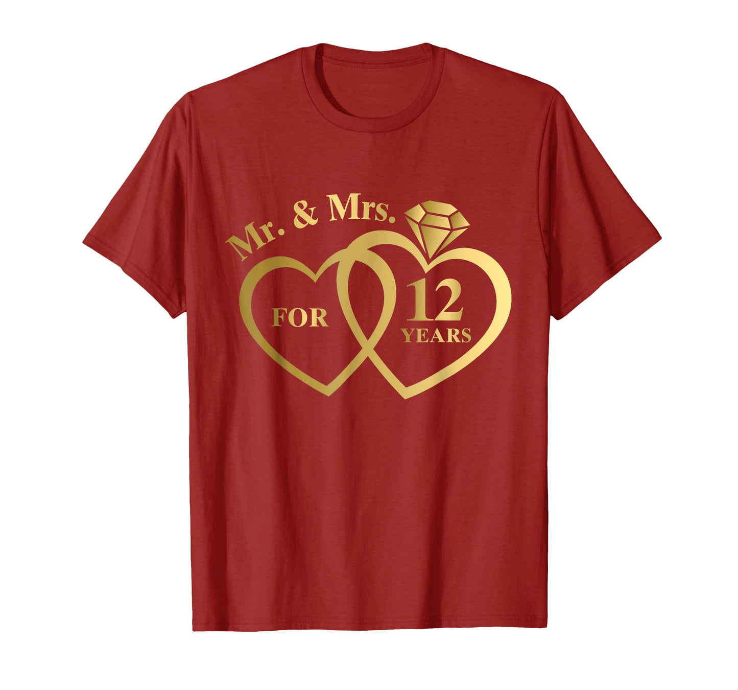 Mr And Mrs For 12 Years 12th Wedding Anniversary Couple T-Shirt