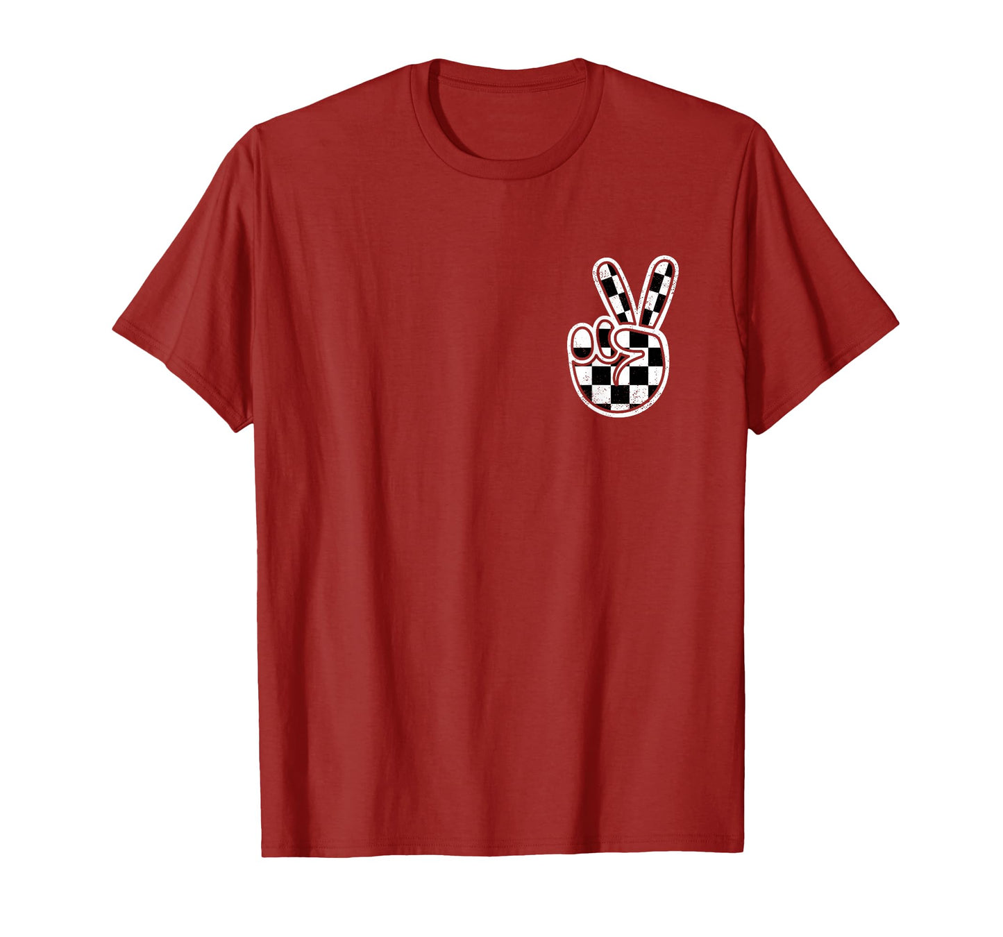 Checkered Peace Sign Hand Racing Flag Race Car Boys Pocket T-Shirt