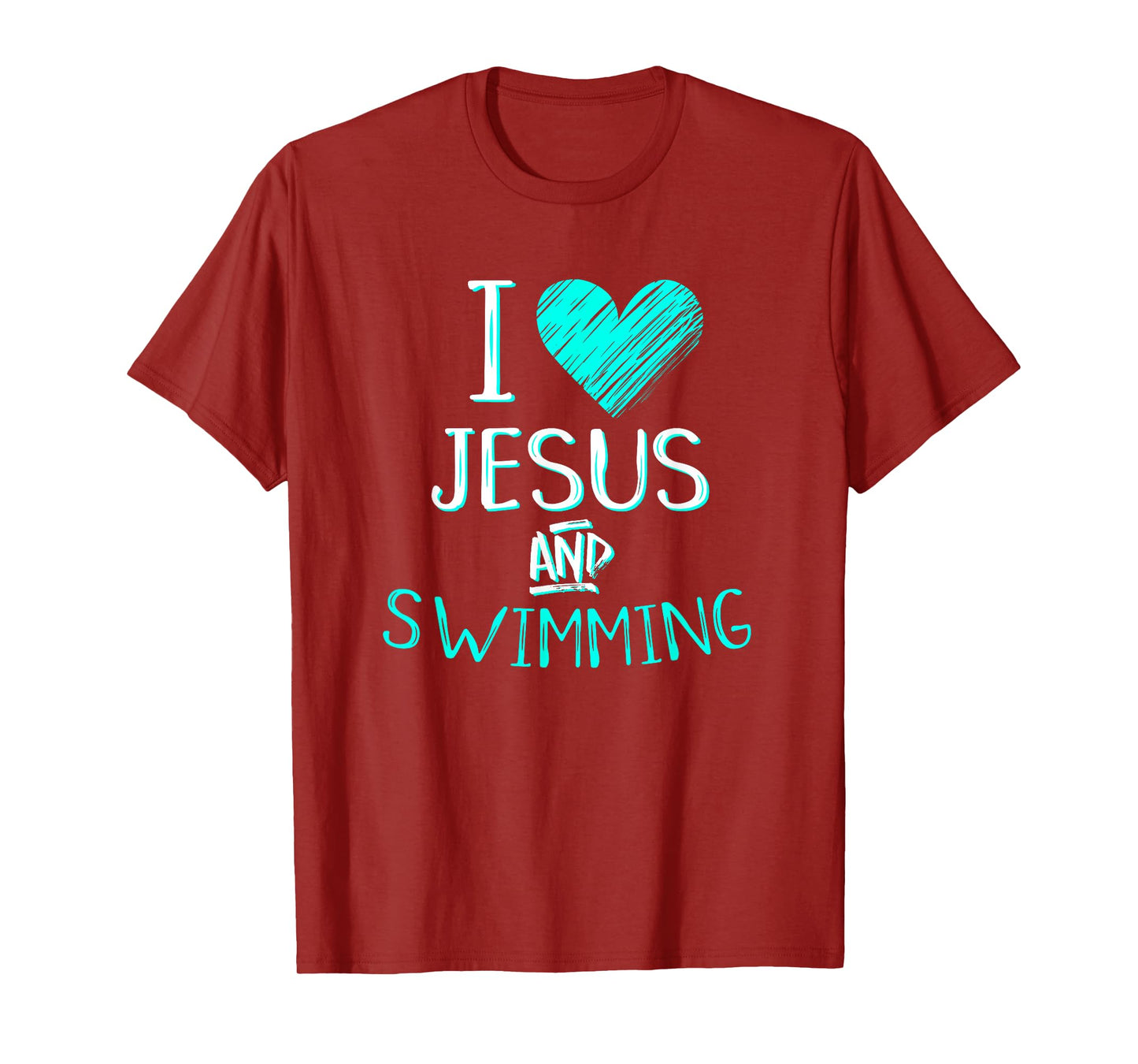 I Love Jesus And Swimming Christian Swimmer Birthday Gift T-Shirt