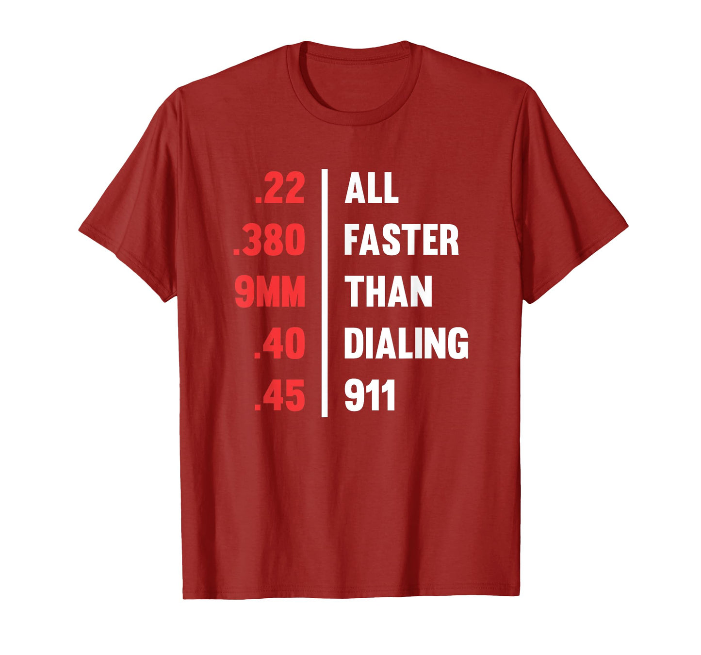 Bullets All Faster Than Dialing 911 .22 .380 9mm .45 T-Shirt T-Shirt