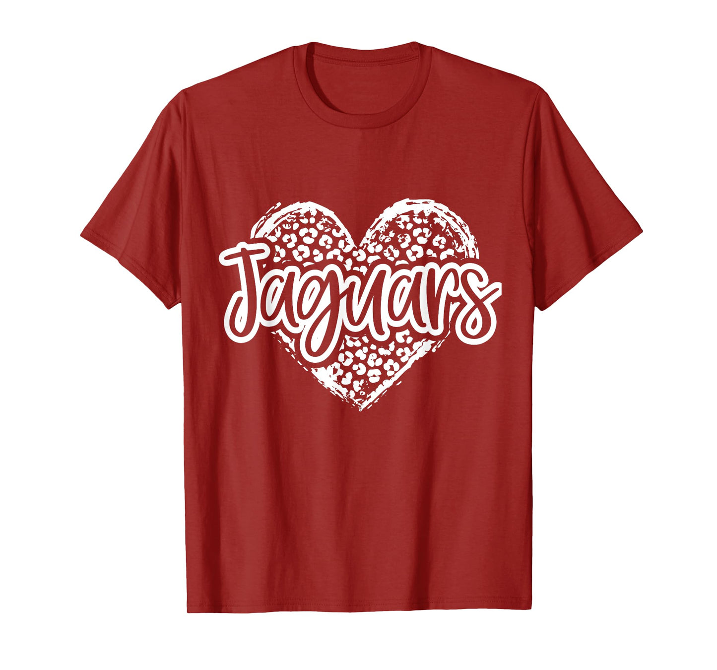 Leopard Cheetah Heart JAGUARS School Spirit Top Distressed T-Shirt