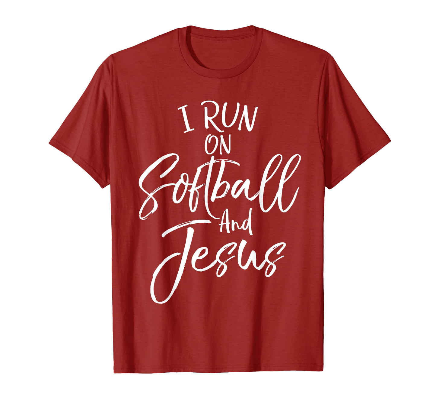 I Run on Softball and Jesus Shirt Fun Cute Christian Tee