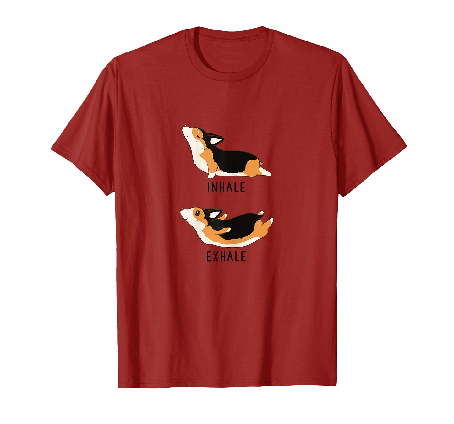 Inhale Exhale Yoga Tri Color Corgi Tshirt T-Shirt