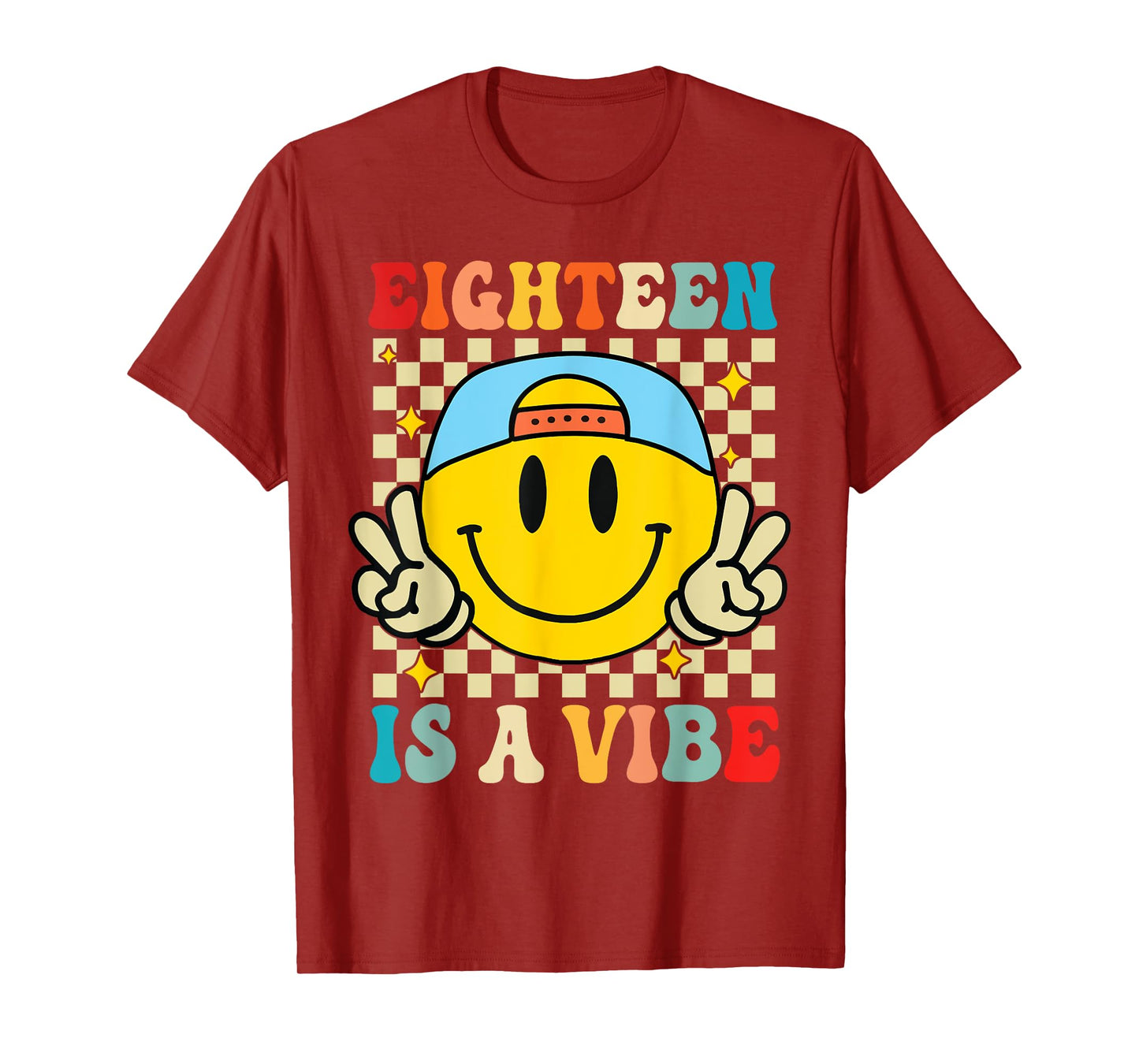 Eighteen is A Vibe 18th Birthday Groovy Boys 18 Years Old T-Shirt