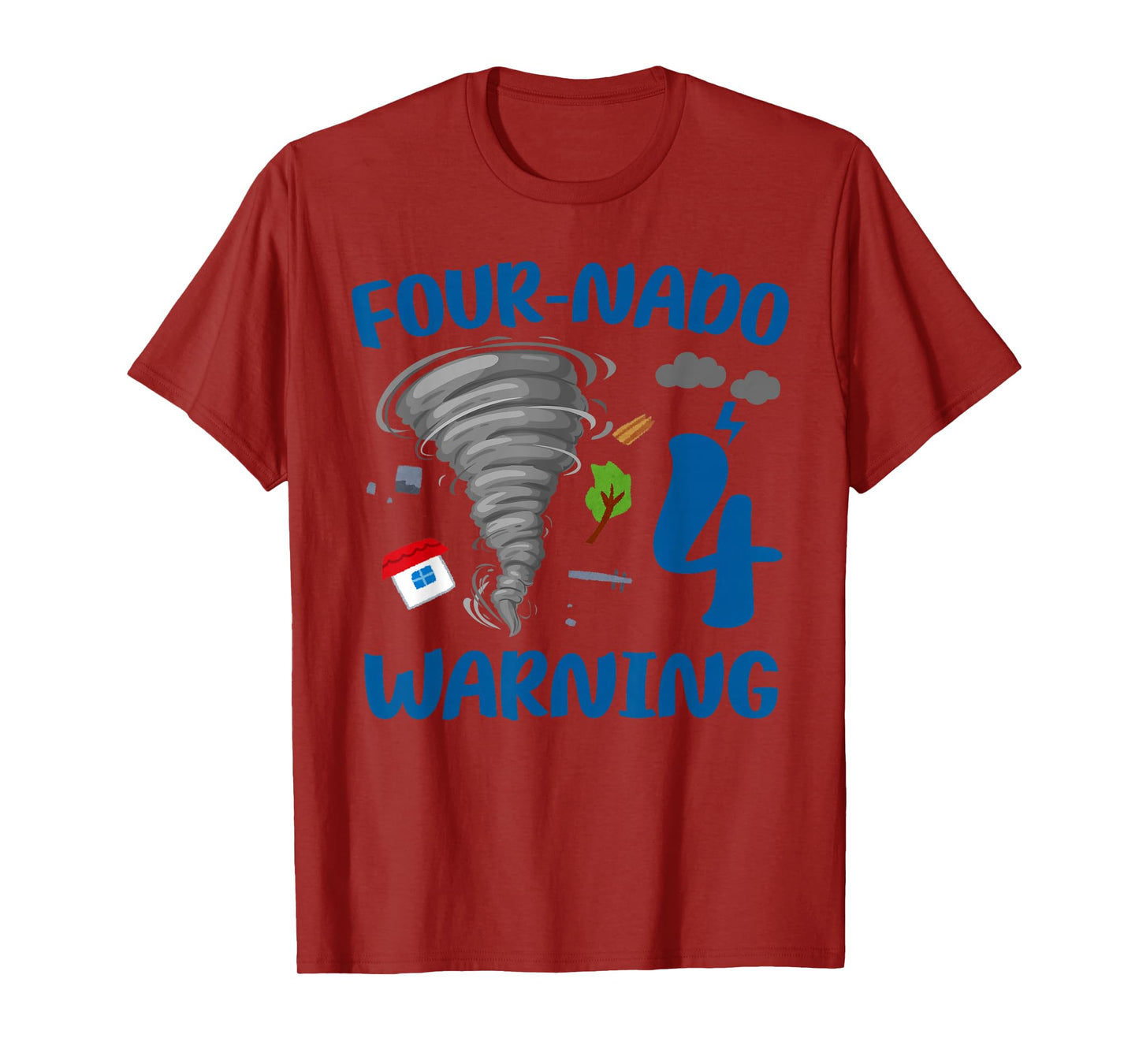 Kids Four-nado Warning 4th Birthday Party Theme Tornado Boy T-Shirt