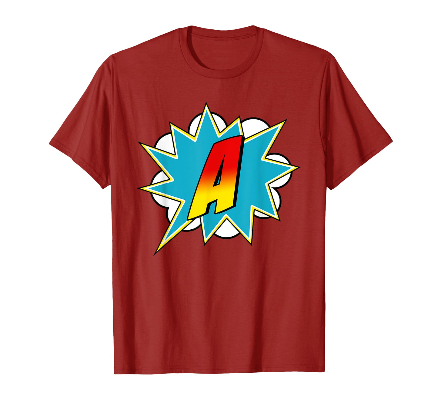 Letter A Superhero Name Comic Letter Retro Costume T-Shirt