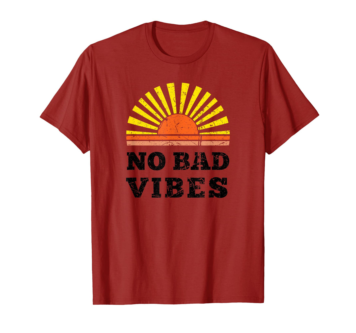 No Bad Vibes Summer Retro Sunset Think Positive Wellbeing Men Women Girls Kids T-Shirt