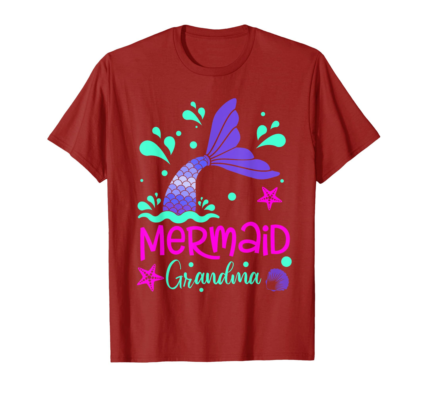 Mermaid Grandma Funny Matching Family Bday Party Squad T-Shirt