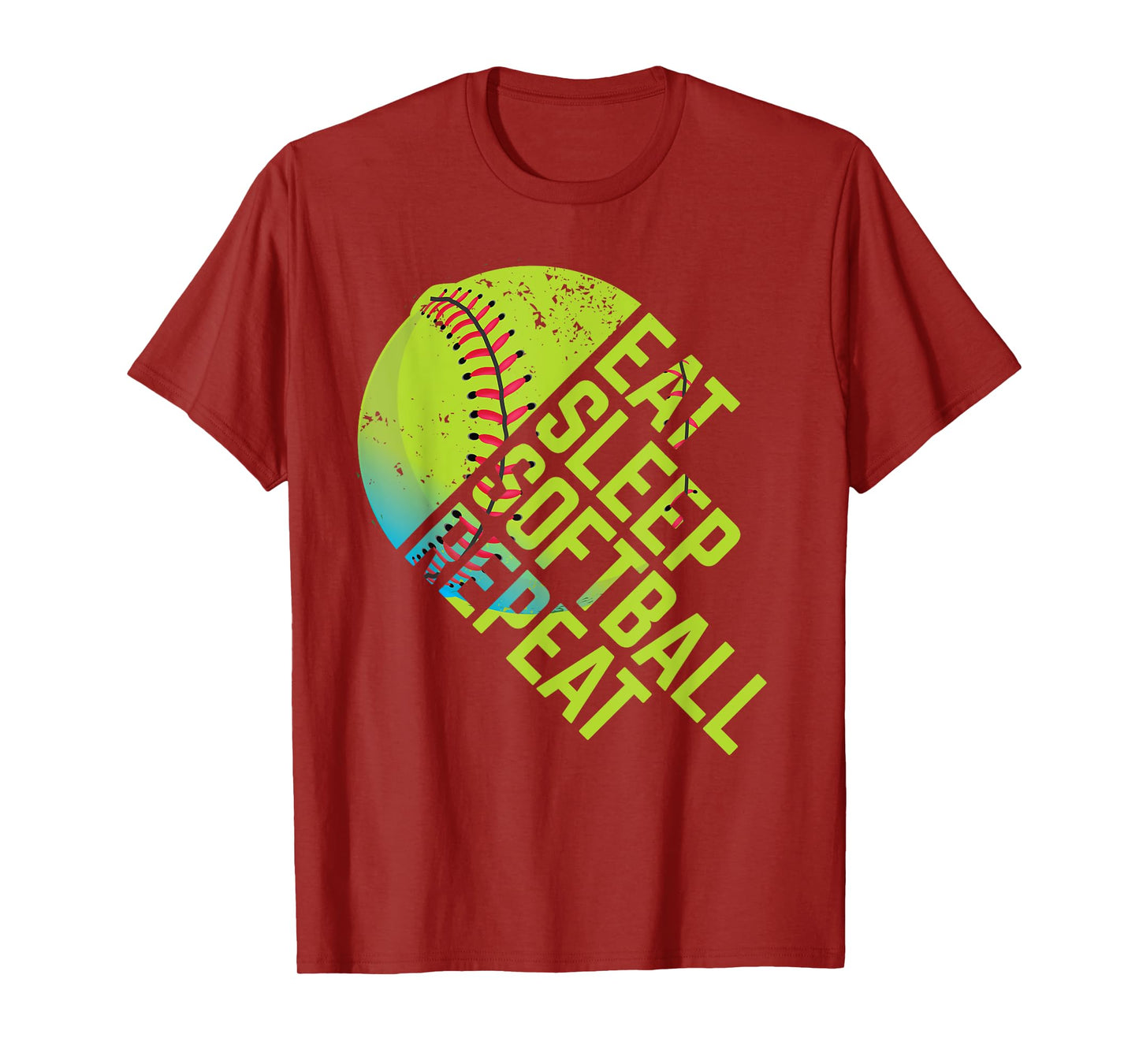 Eat Sleep Softball Repeat Funny Bat & Ball Player Sports Gag T-Shirt