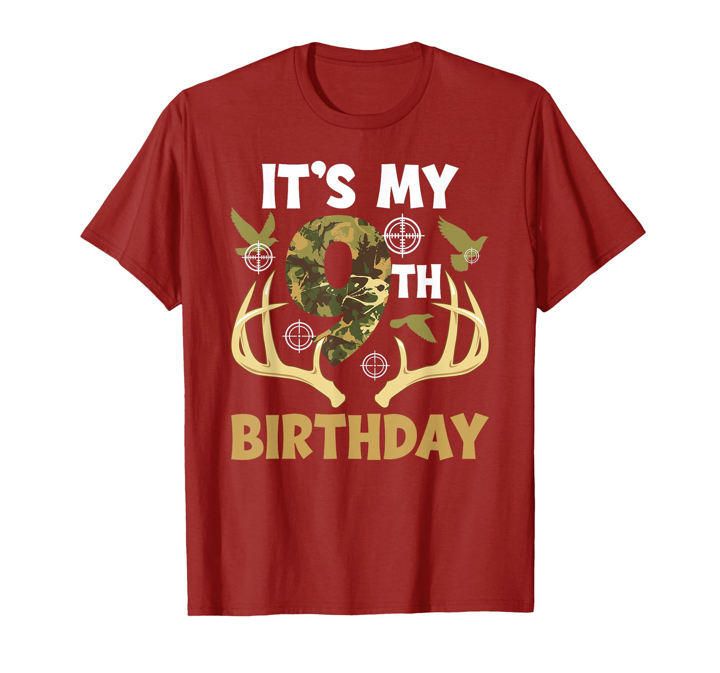 9th Hunting Birthday Party 9 Year Old Hunter Birthday T-Shirt