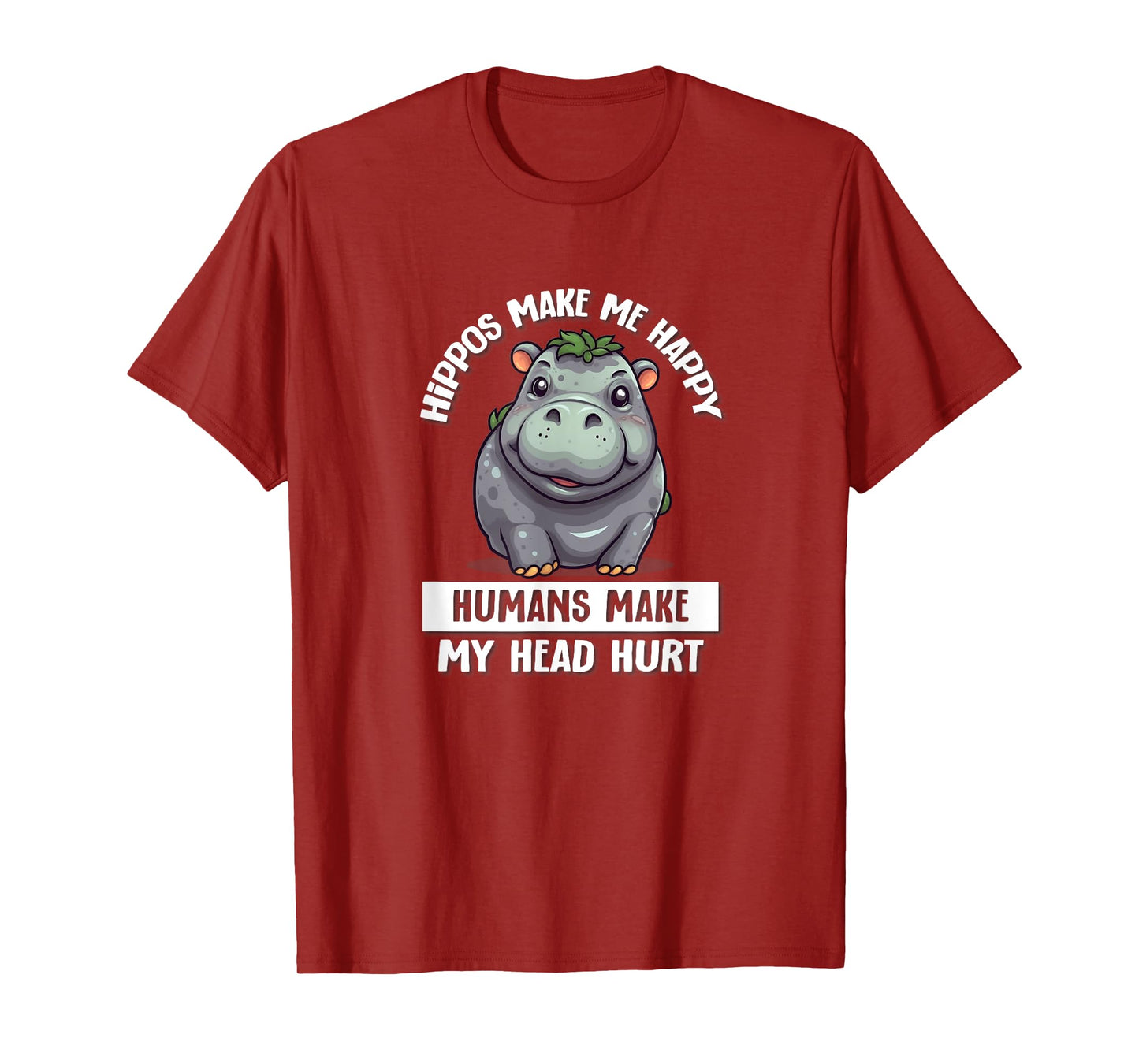 Hippo Gifts Shirts & Hoodies Hippo T-Shirt Women's Black Cartoon Hippo T-Shirt Casual T-Shirt S