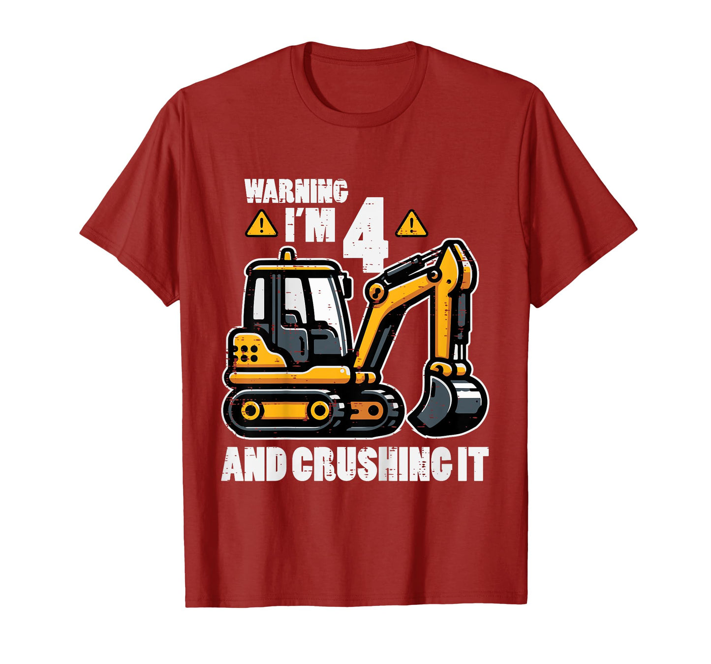 Kids Im 4 Crushing It Excavator 4th Birthday Construction Boy Kid T-Shirt