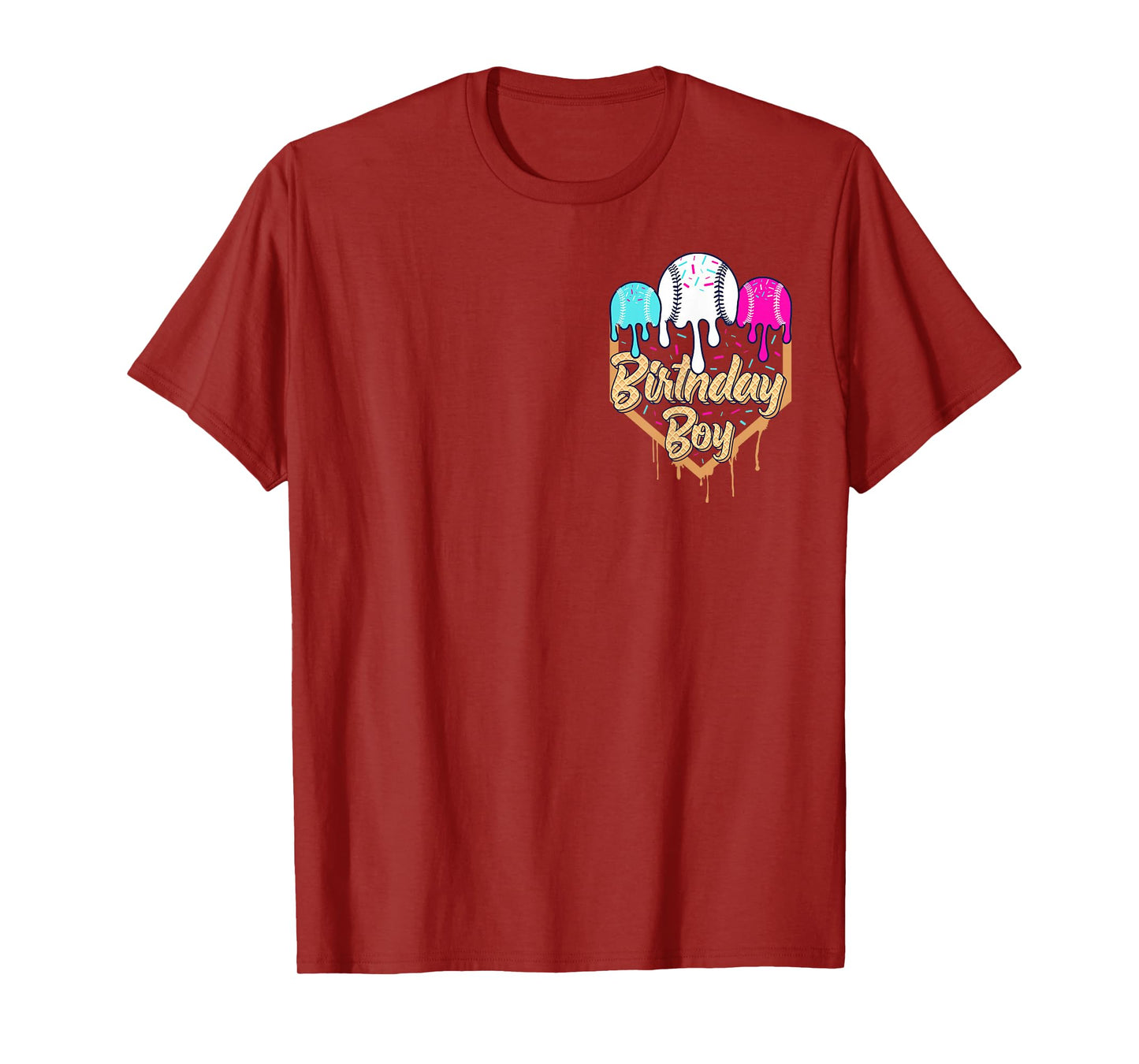 9th Birthday Baseball Ice Cream Drip Sprinkles 9 Year Old T-Shirt