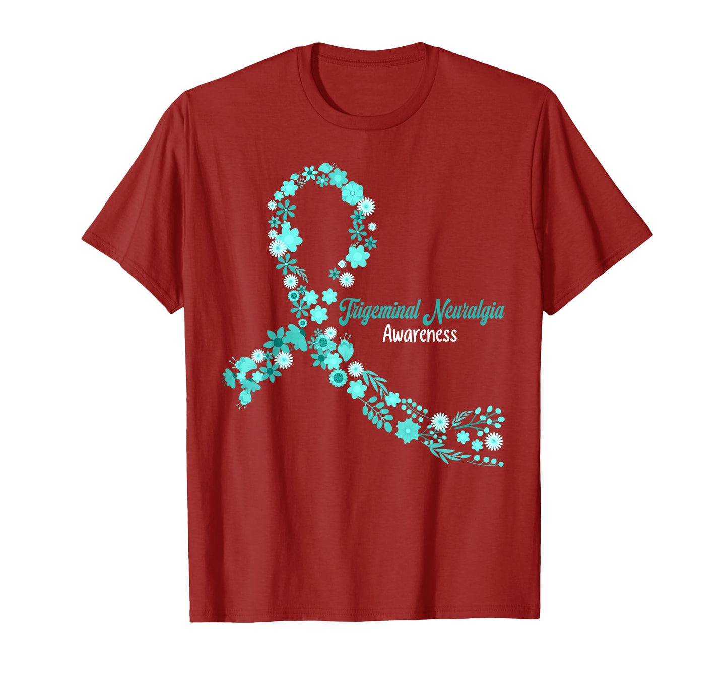 Trigeminal Neuralgia Awareness Hippie Flowers Teal Ribbon T-Shirt