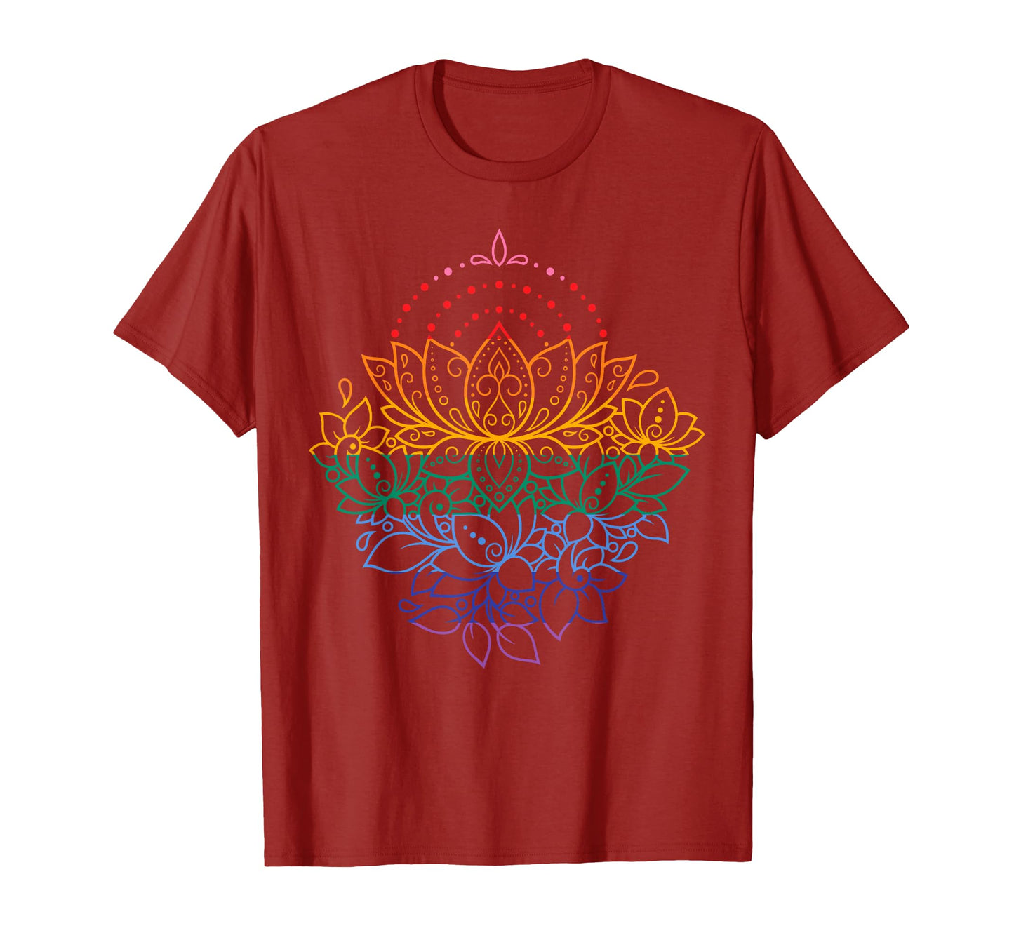 Rainbow Lotus Mandala Yoga LGBTQ Lesbian Gay Pride Month T-Shirt