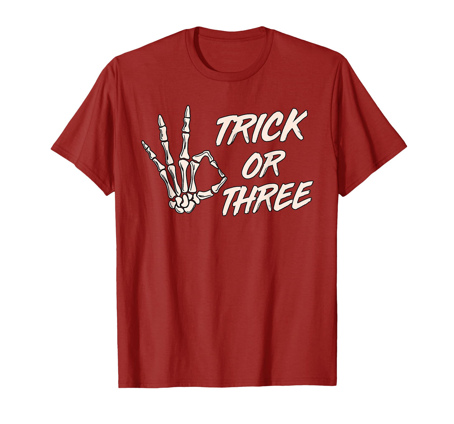 Trick or Three Halloween 3rd Birthday Spooky Skeleton Hand T-Shirt
