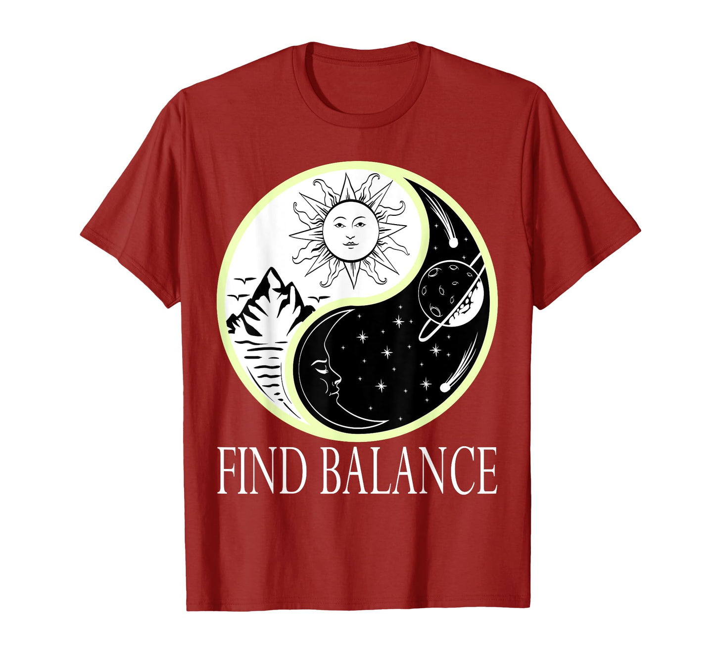 Find Balance Yin Yang Positive Vibes Yoga Motivation T-Shirt