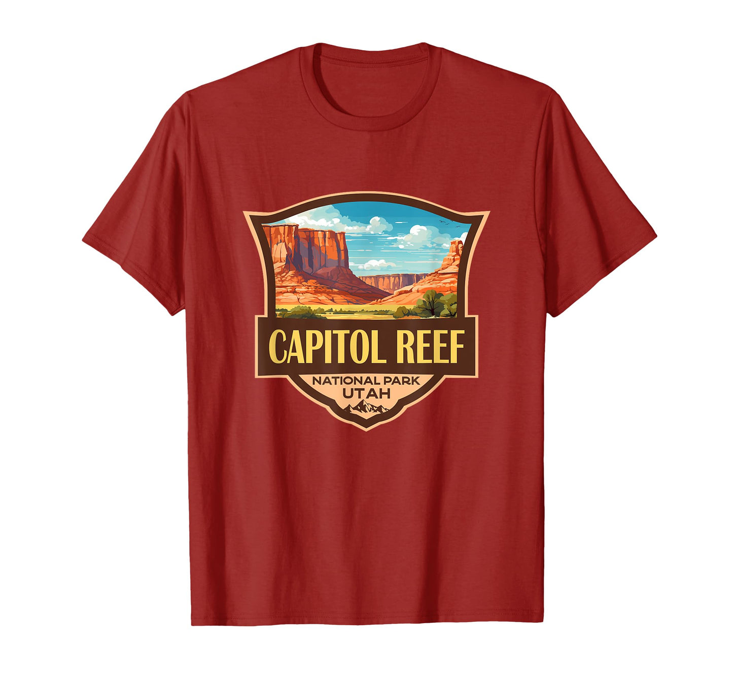 Capitol Reef National Park Illustration Retro Badge T-Shirt