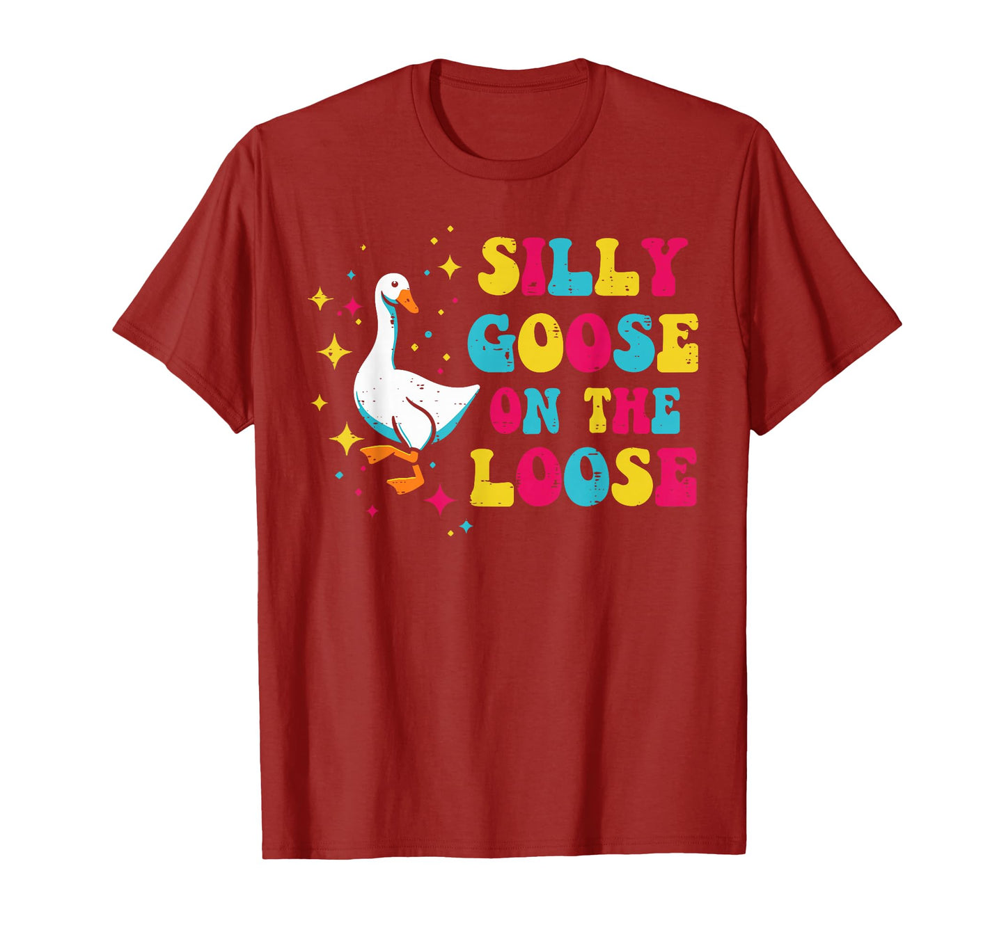 Goose Silly On The Loose Groovy Retro Animal Women Men Kids T-Shirt